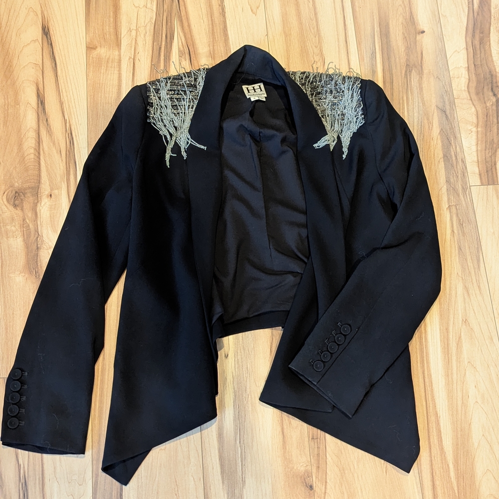 Haute Hippie Black and Silver Embellished Blazer